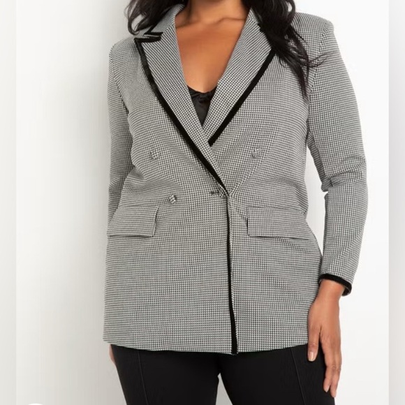 Houndstooth Exaggerated Shoulder Blazer NWOT - Picture 1 of 6